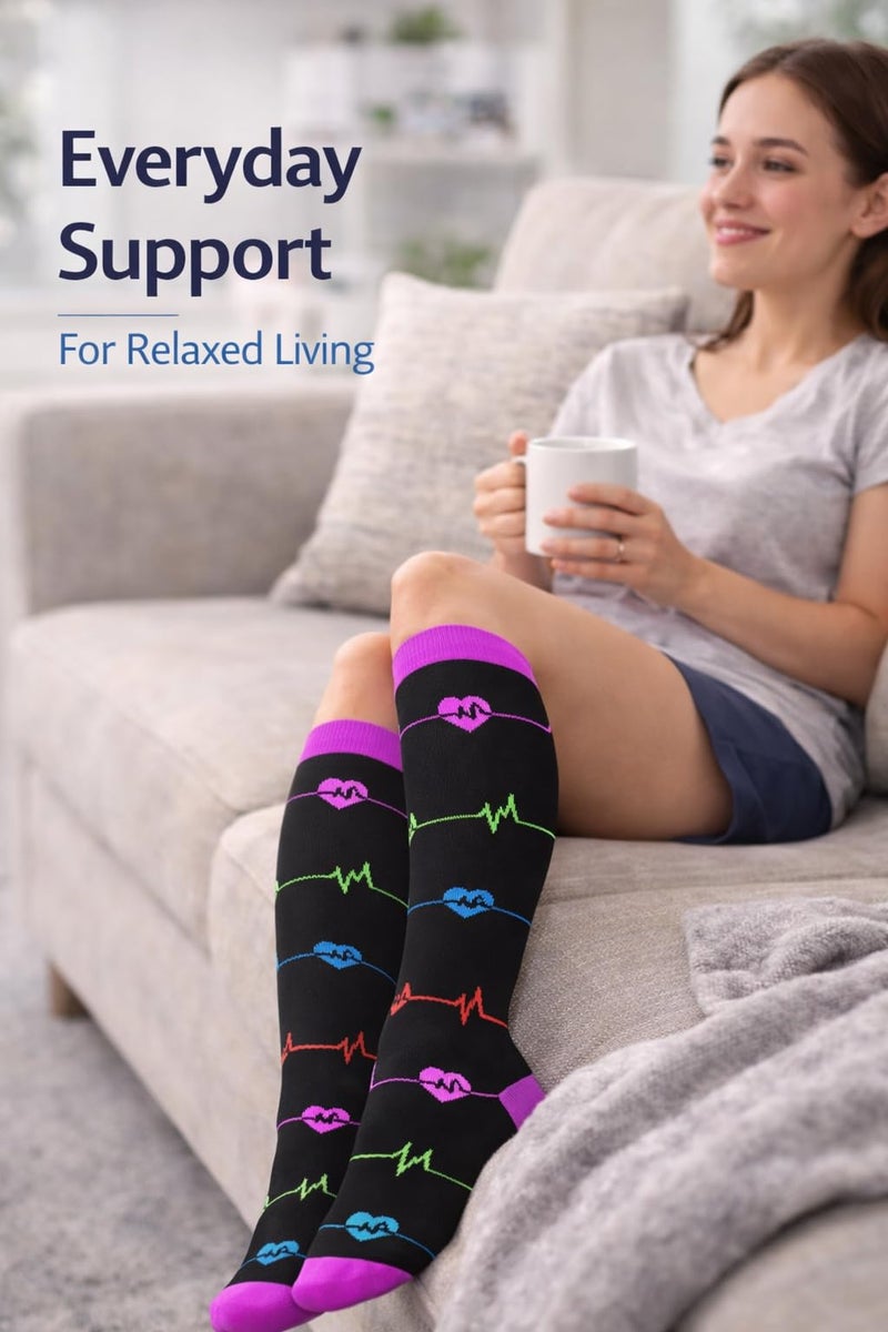 Aoliks Compression Socks for Women and Men, Knee High Support Stockings for Circulation & Leg Fatigue Relief, 15â€“19 mmHg Graduated Compression, Standing All Day, Work, Travel, Nurses - Image 4
