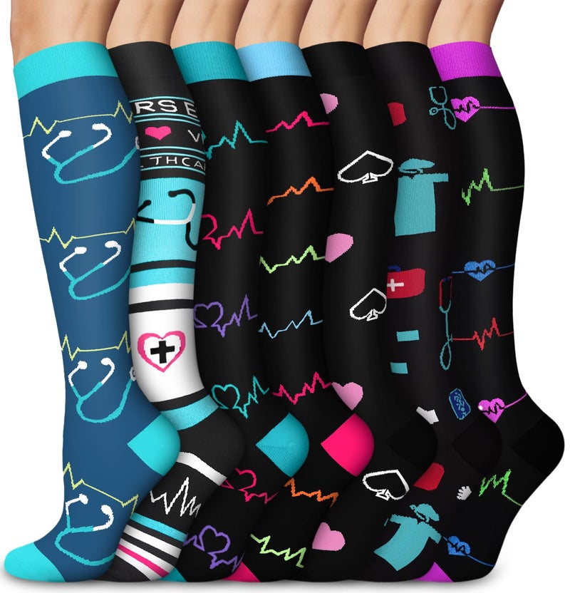 Aoliks Compression Socks for Women and Men, Knee High Support Stockings for Circulation & Leg Fatigue Relief, 15â€“19 mmHg Graduated Compression, Standing All Day, Work, Travel, Nurses - Image 1
