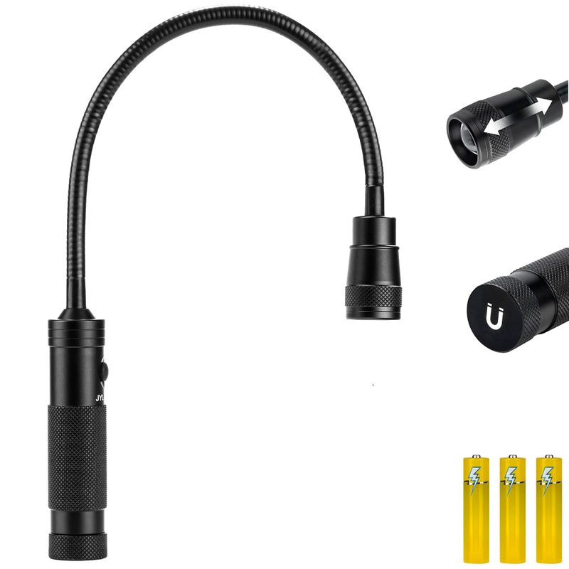 Favorlite LED Work Light 500 Lumen Gooseneck Magnetic Light Zoomable Flexible Led Flashlight Waterproof Job Site Light for Work Bench AutoRepairing Inspection Emergency