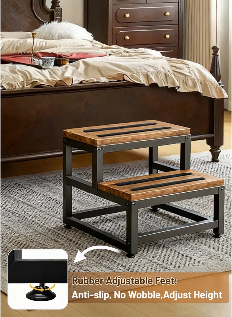WinHolder Wooden Step Stools with Non-Slip for Adults Kids, 2 Step Stool, Heavy Duty Wood Bedside Stepping Stool for Kichen/Bathroom/Bedside Step Stool - Image 3