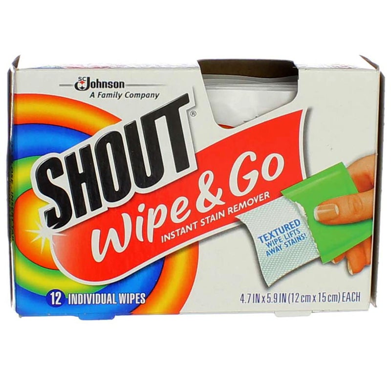 Shout Wipe & Go Instant Stain Remover Wipes 12 ea (Pack of 2) - Image 1