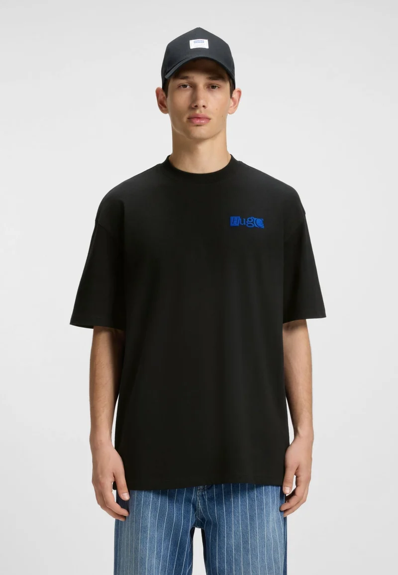 HUGO Cotton-jersey T-shirt with puff-print logo