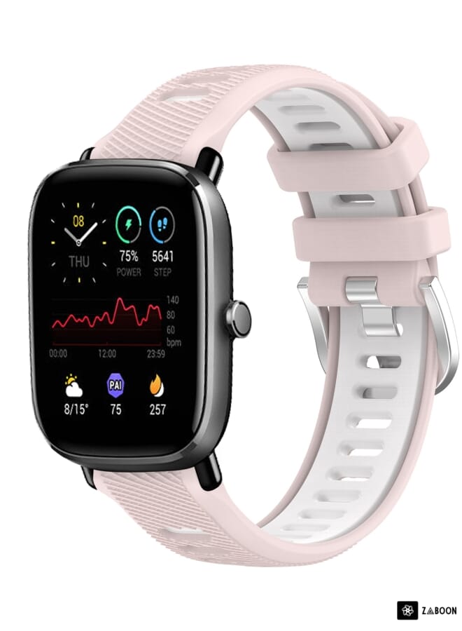 Zaboon Amazfit GTS 4 Mini 22mm Cross Texture Two Color Silicone Steel Buckle Watch Band - Image 1