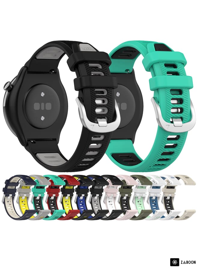 Zaboon Amazfit GTS 4 Mini 22mm Cross Texture Two Color Silicone Steel Buckle Watch Band - Image 3