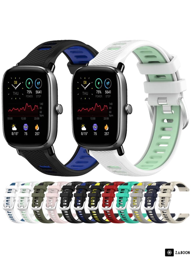 Zaboon Amazfit GTS 4 Mini 22mm Cross Texture Two Color Silicone Steel Buckle Watch Band - Image 2