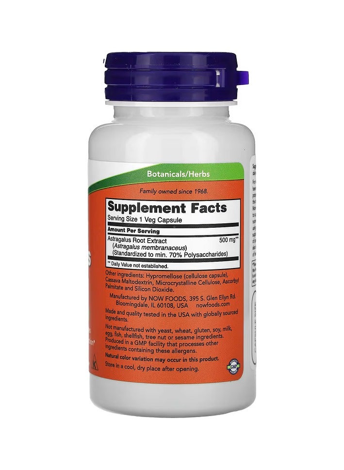 now Astragalus Extract, 500 mg, 90 Veg Capsules - Image 2