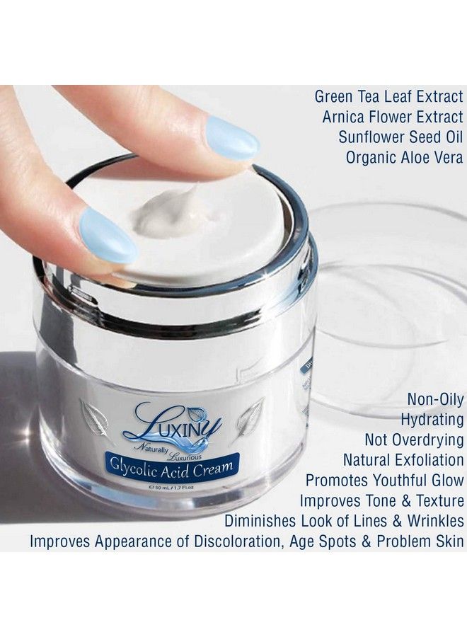Luxiny Glycolic Acid Face Cream Hydrating Face Moisturizer With Alpha Hydroxy Acid A Natural Chemical Exfoliant For Face Antiaging & Cystic Acne With Soothing Aloe & Green Tea 1.7 Oz - Image 4