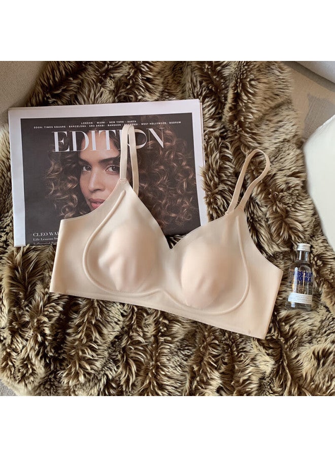 Kj Brand Pure French Style Rabbit Ear Lingerie Women's Bra Large Bust Minimizing Wireless Triangle Cup Premium Bra - Image 1