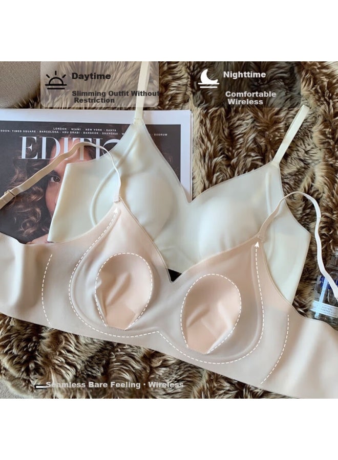 Kj Brand Pure French Style Rabbit Ear Lingerie Women's Bra Large Bust Minimizing Wireless Triangle Cup Premium Bra - Image 3