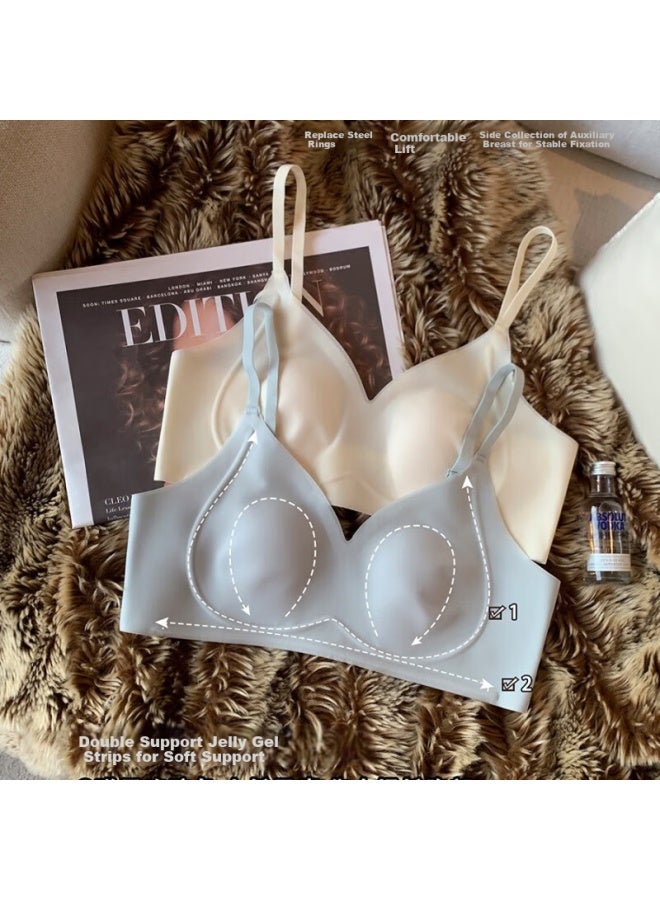 Kj Brand Pure French Style Rabbit Ear Lingerie Women's Bra Large Bust Minimizing Wireless Triangle Cup Premium Bra - Image 4