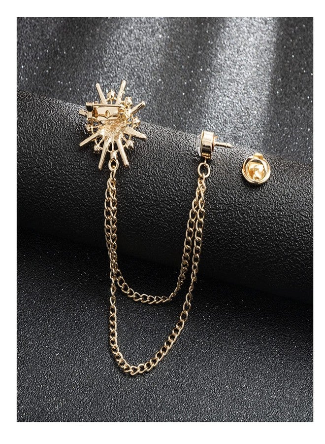 Frodete Collar Chain Pins for Men Women Pin with Hanging Chain Tassel Collar Brooch lapel pins for suits suit pin chains long Lapel Pin Business Suit Collar Bar Pin Gifts for Men Women - Image 2