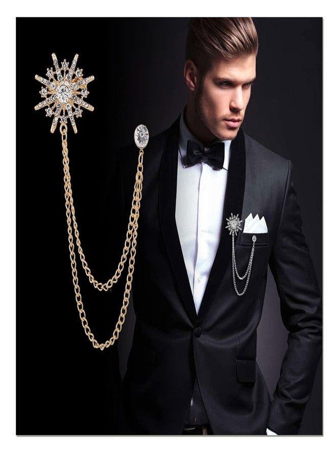 Frodete Collar Chain Pins for Men Women Pin with Hanging Chain Tassel Collar Brooch lapel pins for suits suit pin chains long Lapel Pin Business Suit Collar Bar Pin Gifts for Men Women - Image 4