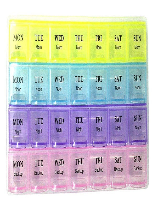 DeoDap Pill Case- 4 Row 28 Squares Weekly 7 Days Tablet Box Holder Medicine Storage Organizer Container - Image 1