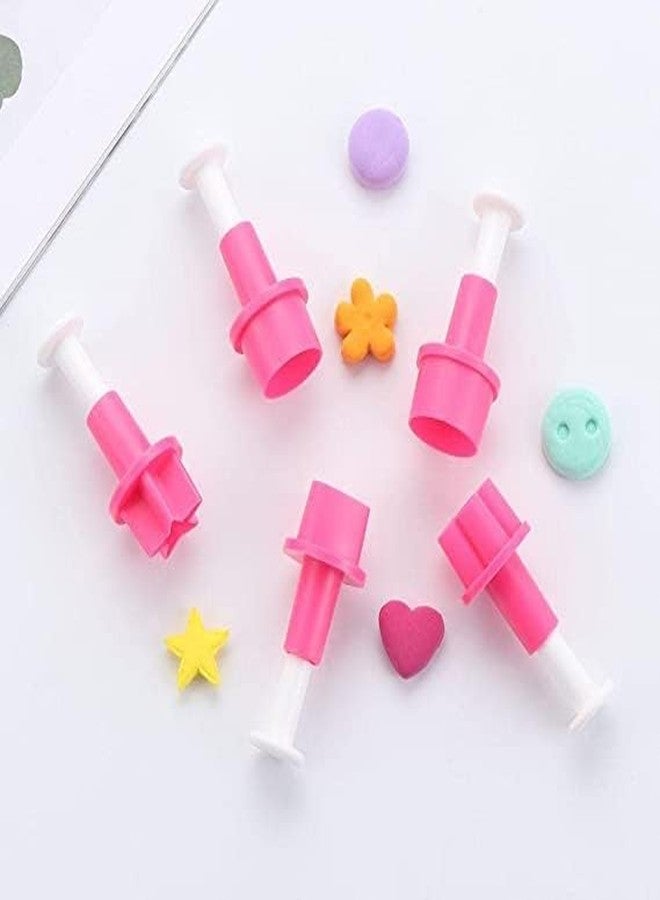 Cake Decor™ 5-Piece Impression Pop-Out Plunger Cutters, Button, Heart, Star, Circle & Plum Flower Shapes, Fondant, Cookie, Sugarcraft & Baking Tools - 5 PCS - Image 2