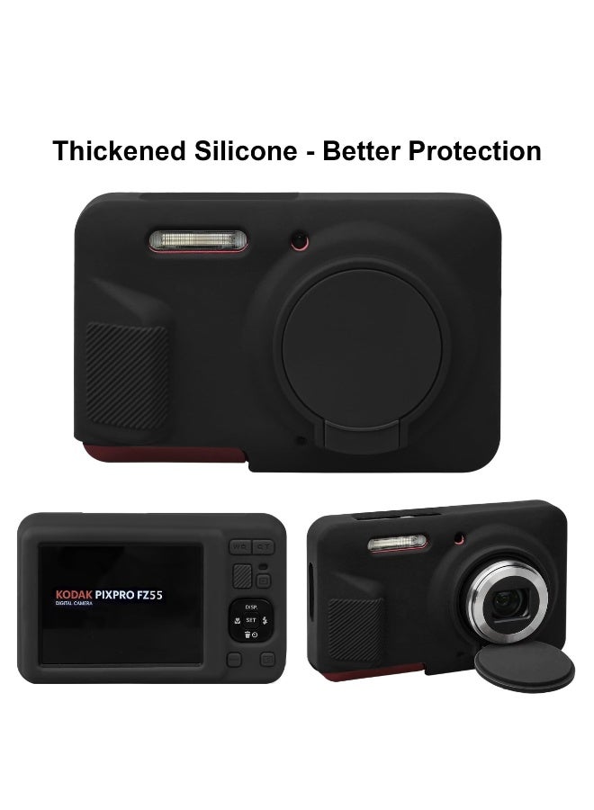 Silicone Case for KODAK PIXPRO FZ55 Digital Camera Soft Lightweight Protective Case Cover with Removable Lens Cover for KODAK FZ55 Accessories (Black) - Image 4