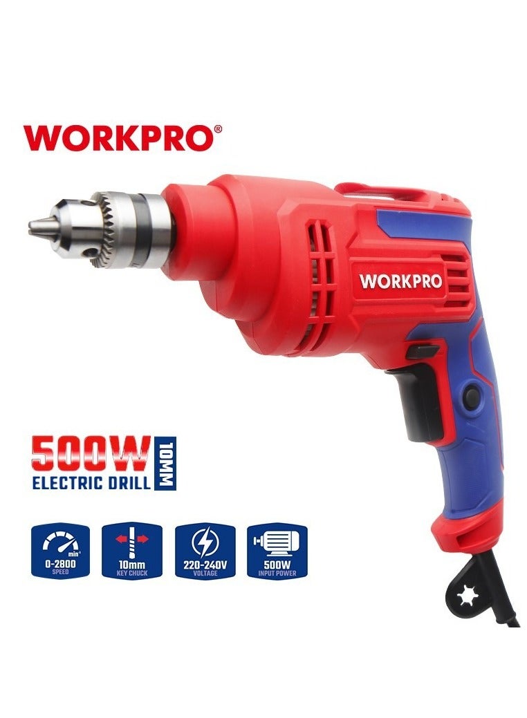 ووركبرو دريل كهربائي احترافي 500 واط 10 ملم  متعدد الوظائف فك وتثقيب مزود بخاصية تثبيت السرعة - Image 1