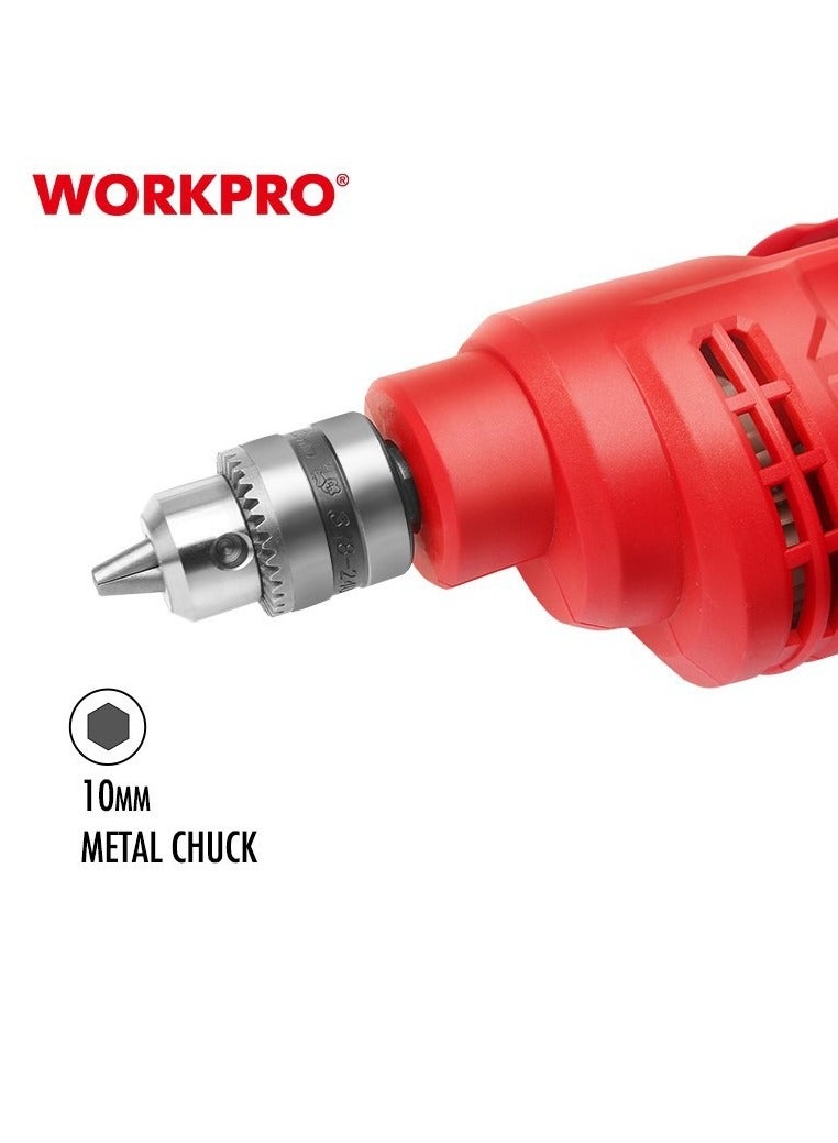 ووركبرو دريل كهربائي احترافي 500 واط 10 ملم  متعدد الوظائف فك وتثقيب مزود بخاصية تثبيت السرعة - Image 3