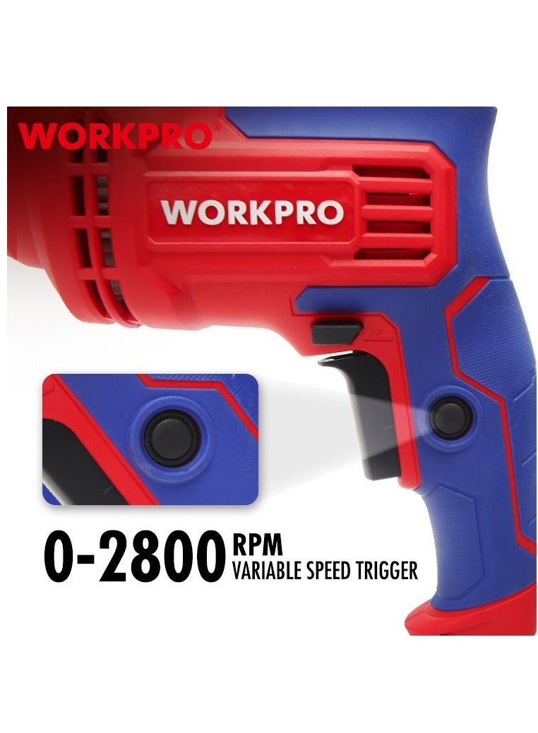 ووركبرو دريل كهربائي احترافي 500 واط 10 ملم  متعدد الوظائف فك وتثقيب مزود بخاصية تثبيت السرعة - Image 5