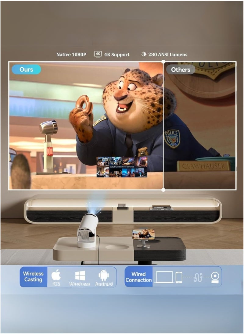 ELTRAZONE Portable Projector Pocket Size with 5G WiFi – Android 11.0 OS – Supports Up to 130 Inches Screen – Full HD 1080P Home Theater Experience for Indoor & Outdoor Use – Compatible with TV Stick, HDMI, USB, PS5, PS4, iOS Devices – Perfect Birthday Gift for Home Entertainment  - Image 2