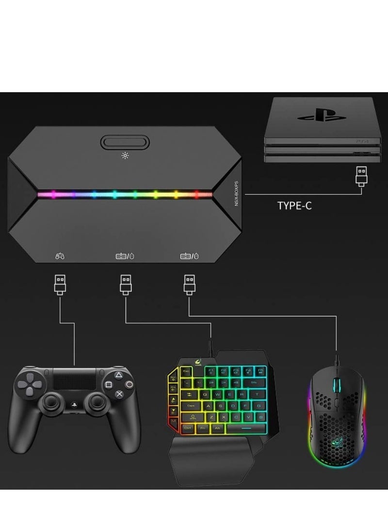 محول مفاتيح الفأرة DMG، لوحة Type-C USB، LED، تحويل ينطبق على PS4، Xbox One و 360 نينتندو، PS3(أسود) - Image 1