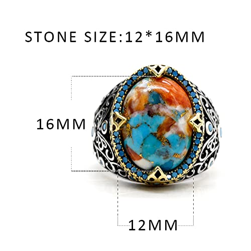 Artever S925 sterling silver men's turquoise ring Turkiye style pure handmade silver ring, suitable for daily wear gift giving (7) - Image 4