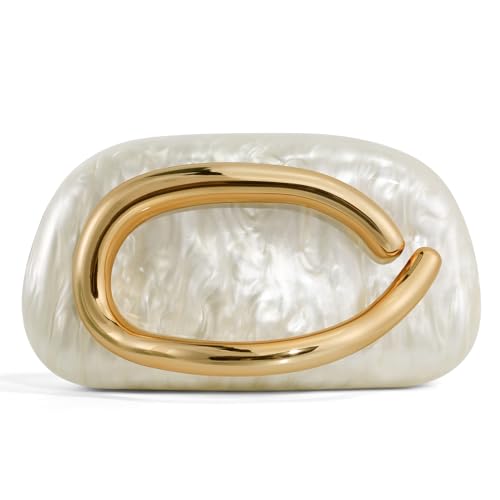 NEWROGENG Clutch Purses for Women Formal, Marble Acrylic Evening Bags with Chain, Trendy Metal Handle Purses and Handbags 2025, Marble White - Image 1