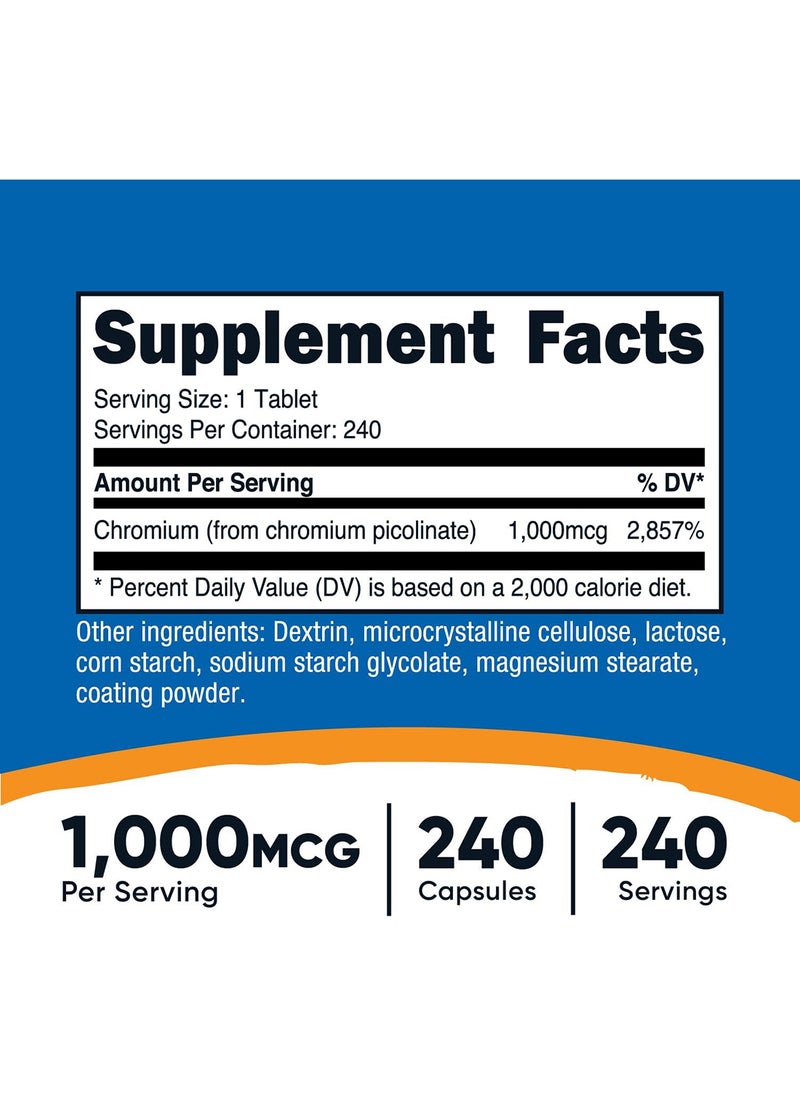 Nutricost - Chromium 1000 Mcg 240 Tablets Gluten Free Nongmo - Image 1