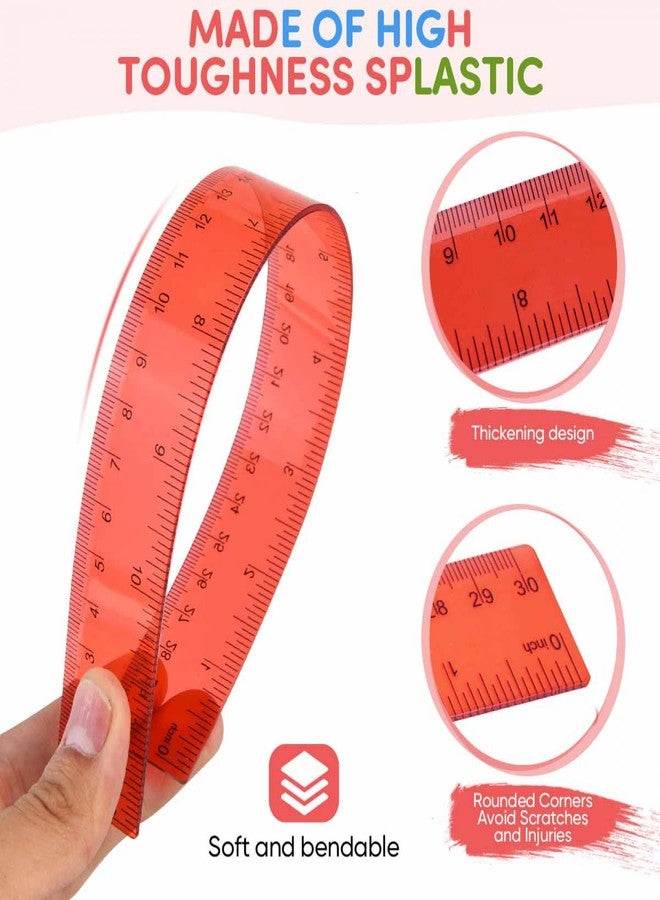 SenseYo 16 Pcs Clear Plastic Ruler, 12 Inch Color Transparent Ruler for Kids School Classroom Office - Image 3