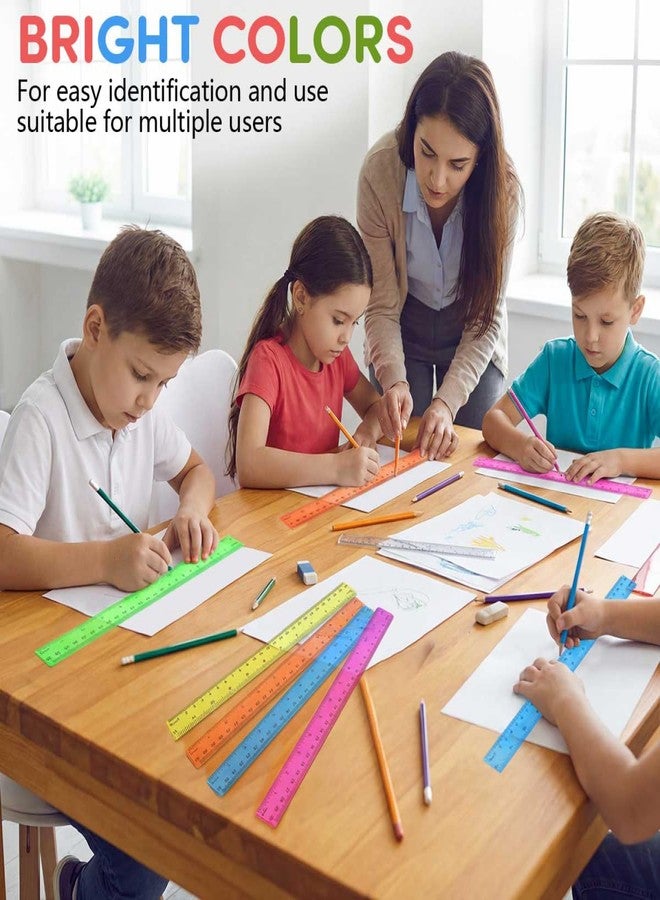 SenseYo 16 Pcs Clear Plastic Ruler, 12 Inch Color Transparent Ruler for Kids School Classroom Office - Image 5