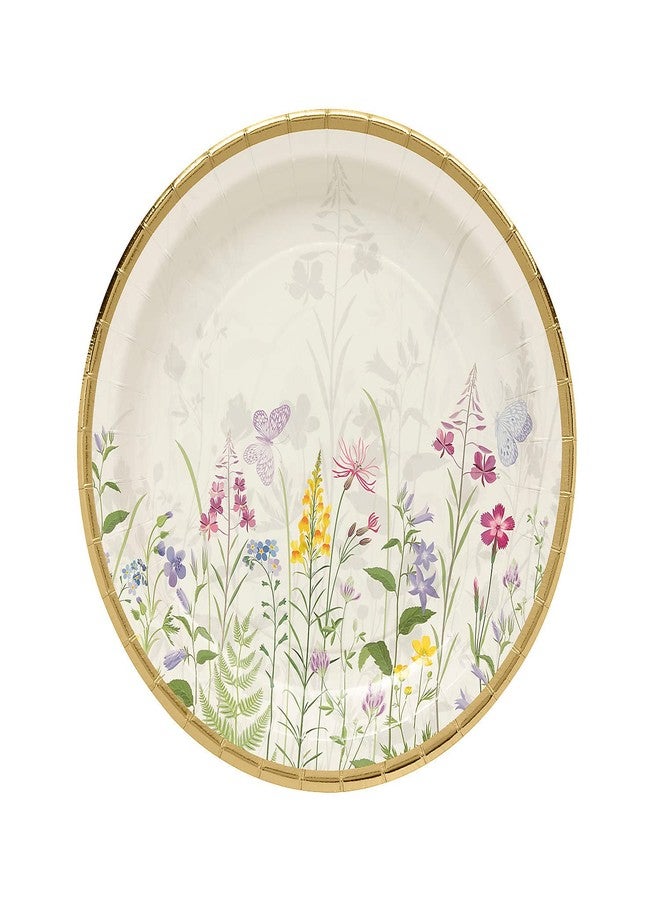 Fun Express Floral Paper Dinner Plates with Gold Accents - Disposable Food Plates - Dinner Serving Supplies Plates for Floral Theme Parties - Perfect for Bridal Showers and Weddings - 8 Pieces - Image 1