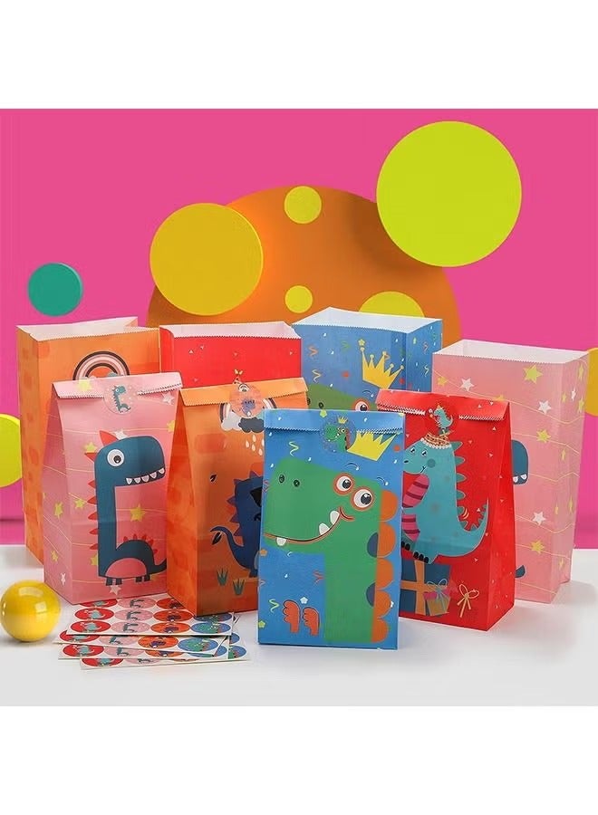 XiuWoo 20Pcs Dinosaur Pattern Party Bag Gifts And Treats Paper Bags with 24 Pieces Stickers - Image 3