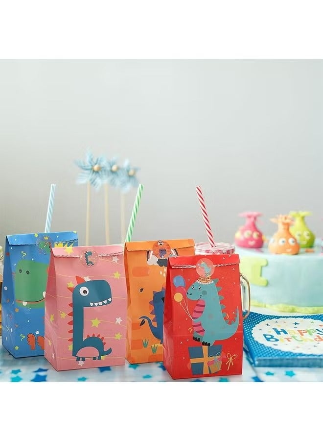 XiuWoo 20Pcs Dinosaur Pattern Party Bag Gifts And Treats Paper Bags with 24 Pieces Stickers - Image 4