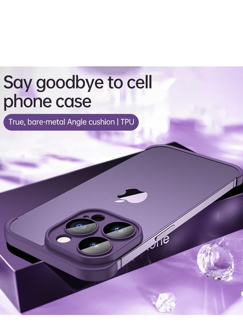 SYOSI Frameless Slim Silicone Compatible for iPhone 14 Pro,Camera Cover Screen Friendly Scratch Resistant Ultra-Thin Bumper/Camera Lens Protector for iPhone 14 Pro Bumper Case,Purple - Image 4