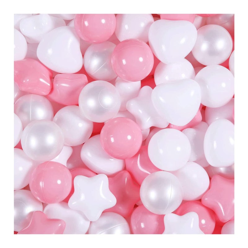 GOGOSO Pink Ball Pit Balls with Star Bals Heart Balls 100  Crushproof Plasticballs for Babies Toddlers Kids Children for 1 2 3 4 5 Years Old5 Colors215inches - Image 2
