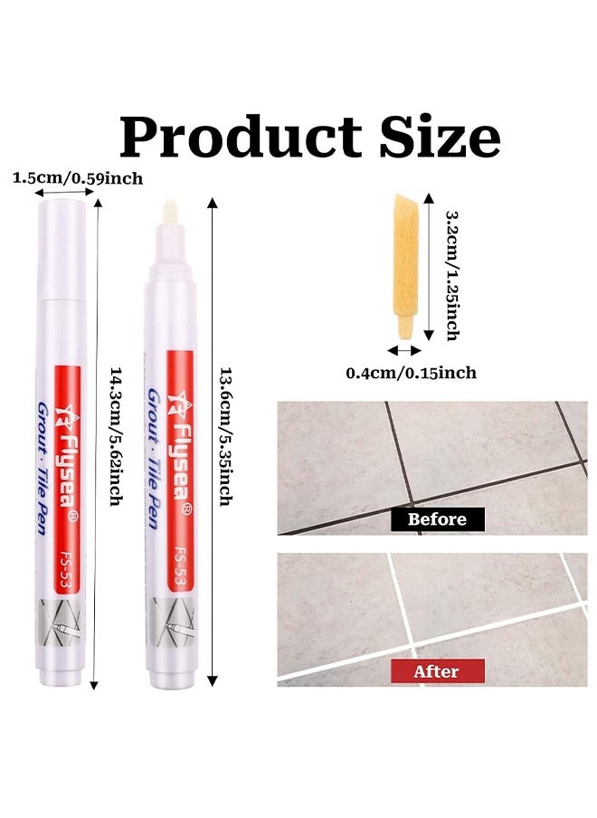 Flysea 5 Pieces Tile Pen Wall Grout Restorer Pen Repair Marker Grout Filler Pen For Restoring Tile Grout Wall Floor Bathrooms And Kitchen (White)  - Image 2