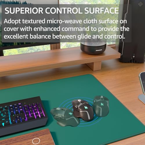 KTRIO Large Gaming Mouse Pad with Stitched Edges, Extended Mousepad with Superior Micro-Weave Cloth, Non-Slip Base, Water Resist Keyboard Pad for Gamer, Office & Home, 31.5x15.7in, Forest Green - Image 2