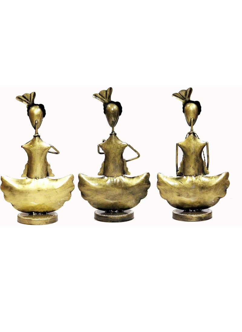 pranjals house - pranjals house Metal Rajasthani Musicians Item Showpiece - Decorative Items for Home | Table Decor (13X4X8 Inches), Multi Colour - Image 1