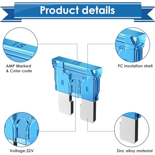 Eoppen 304Pcs Car Fuses Assortment Kit with Fuse Puller and Circuit Tester - Standard & Mini & Low Profile Mini Fuse Kit (3A 5A 7.5A 10A 15A 20A 25A 30A 35A 40A) - Image 4