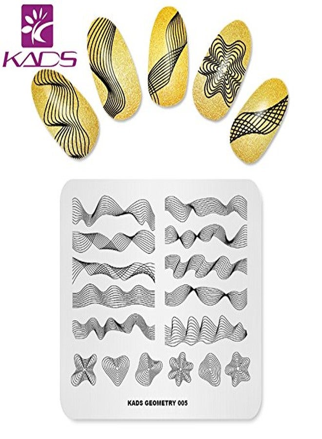KADS مجموعة كادس 5 قطع قالب أظافر أداة تزيين فن الأظافر نمط مصمم لوحة صور هندسية - Image 3