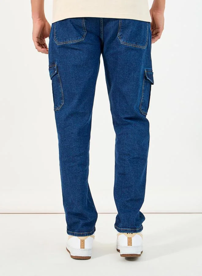 Styli Overdyed Cargo Pocket Straight Fit Jeans