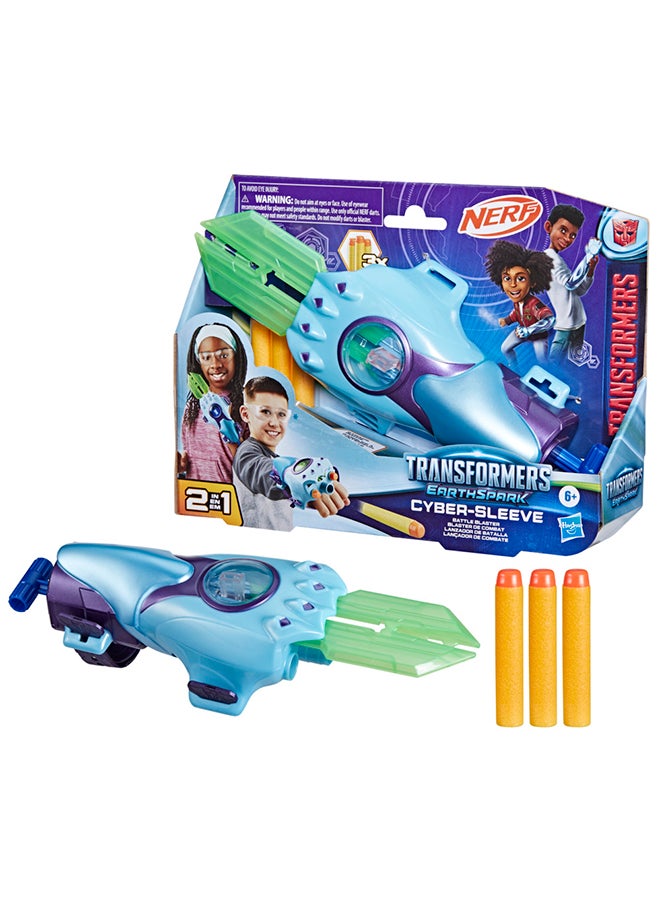 HASBRO - TRANSFORMERS Transformers EarthSpark Cyber-Sleeve Battle Blaster with 3 Nerf Darts and Cyber-Sword, Interactive Role Play Toys for Boys and Girls Ages 6 and Up  - Image 1