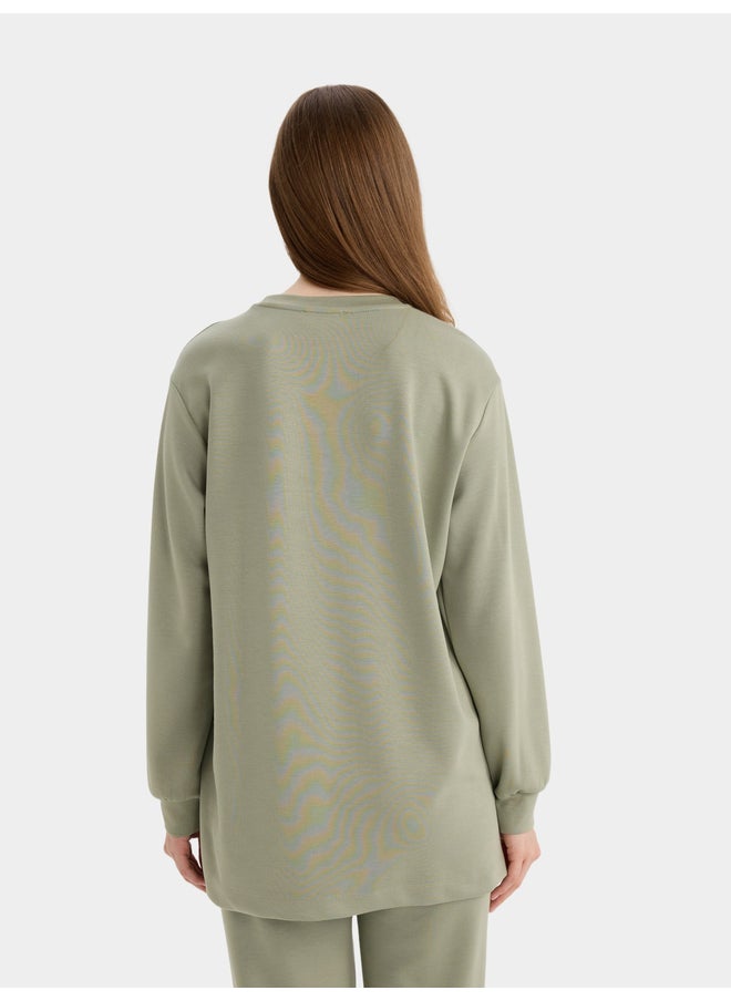 DeFacto DeFacto Women Green Solid Long Sleeve T-Shirt  - Image 5