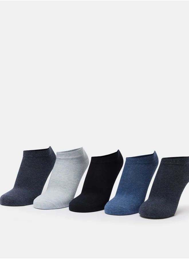 DUCHINI Men's Solid Ankle Length Socks - Set of 5