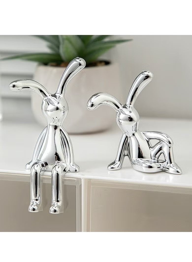 2-Piece Set of Whimsical Sitting Rabbit Car Decorations - Adorable Long-Legged Design, Center Console Decoration, and Personalized Interior Ornaments for a Fun and Playful Car Interior - Image 1