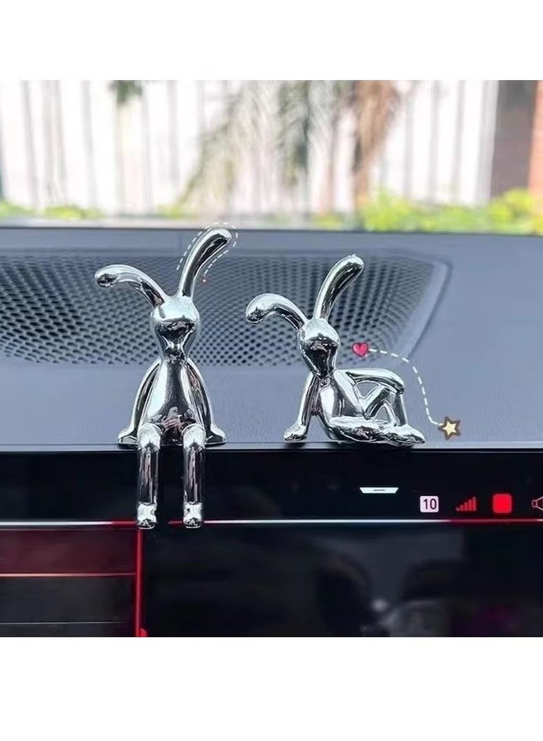 2-Piece Set of Whimsical Sitting Rabbit Car Decorations - Adorable Long-Legged Design, Center Console Decoration, and Personalized Interior Ornaments for a Fun and Playful Car Interior - Image 5