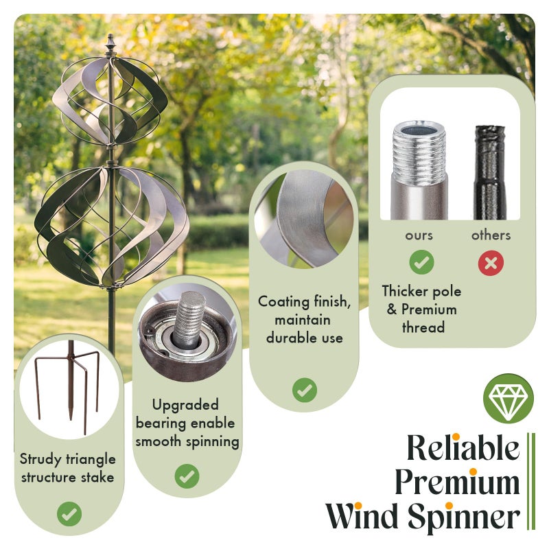 Winwindspinner Wind Spinners Outdoor Metal - Large Kinetic Wind Spinner for Yard Garden, Windmills Lawn Ornament DÃ©cor for Lawn Patio (Height 84") - Image 4