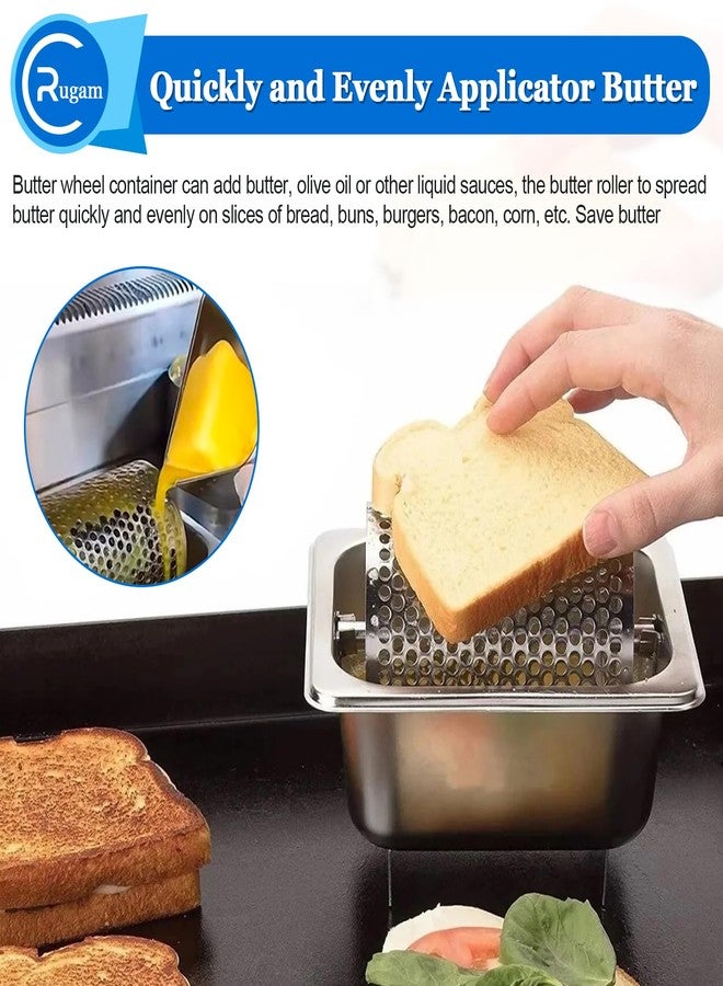 Rugam Stainless Steel Butter Wheel Butter Roller for Griddle Flat Top, Even Spread No Drip Butter Spreader, Ideal for BBQ Camping Burgers Buns and Outdoor Cooking - Image 3