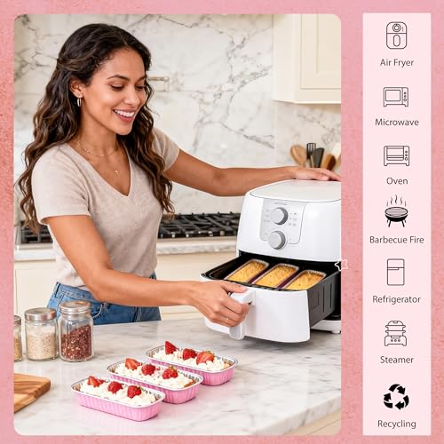 NPLUX 100 Pack Mini Cake Pans with Lids and Spoons Rectangular Aluminum Foil Baking Pans Mini Cheesecake Containers(6.8oz) - Image 4