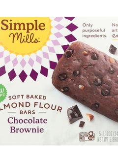 Simple Mills Soft Baked Almond Flour Bars Chocolate Brownie 5 Bars 1.19 oz (34 g) Each 