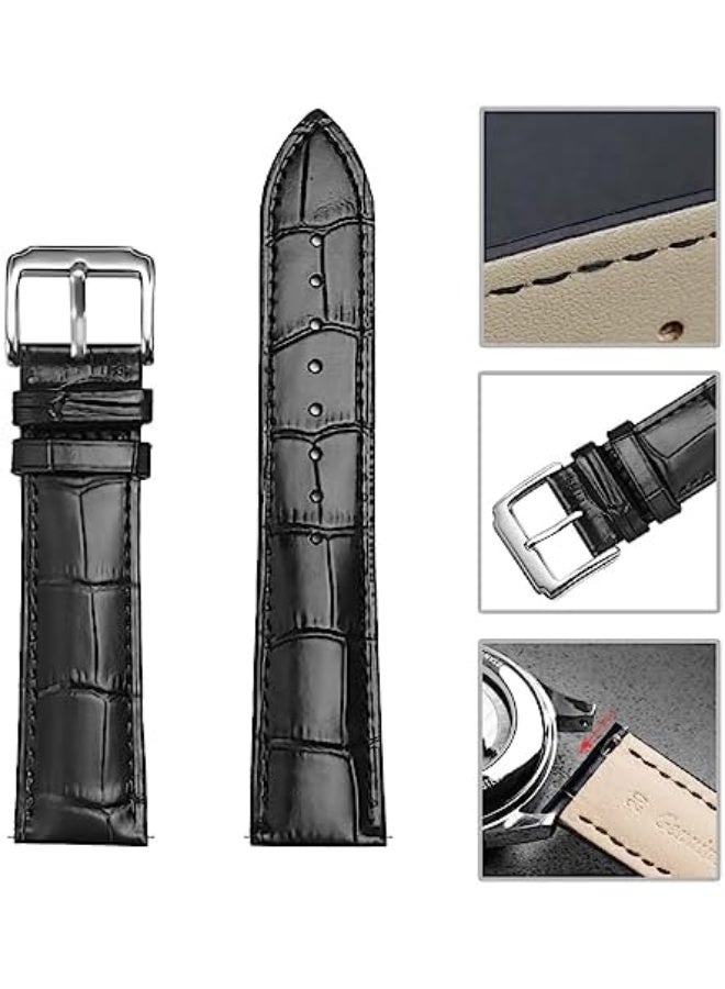Genuine Leather Alligator Grain Watch Band Women Men Quick Release Bands Vintage Classic Wristbands Replacement Strap for 18mm 19mm 20mm 21mm 22mm 24mm - Image 1